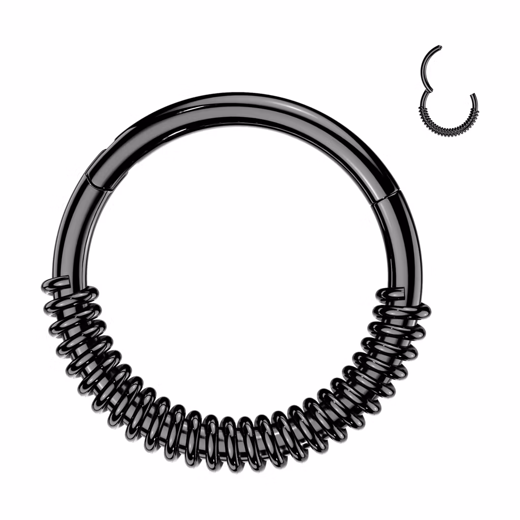 Segmentring clicker 1.2mm i kirurgiskt stål med spole / fjäder
