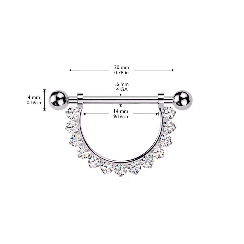 Bröstsmycke i titan med klar cubic zirconia stenar i hänge