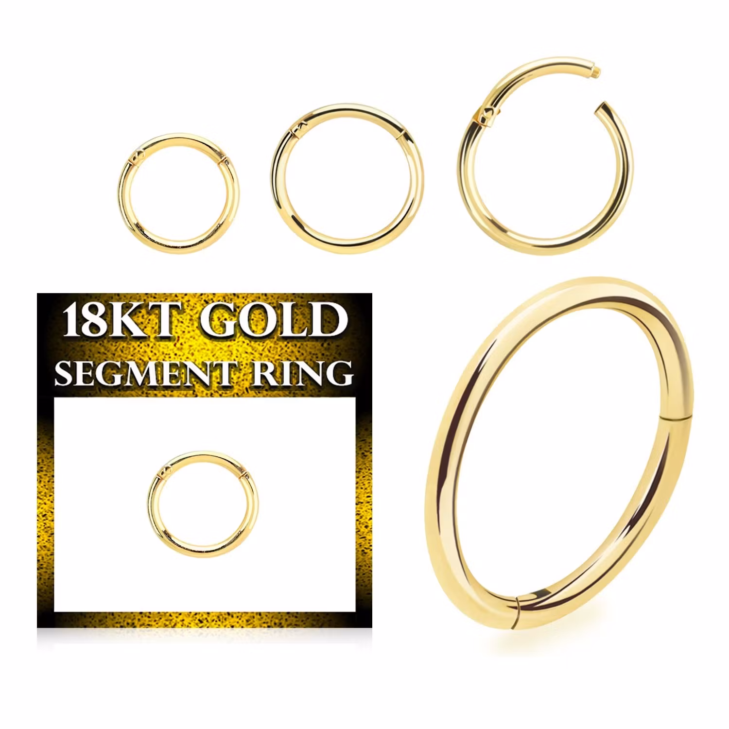 Clicker ring med gångjärn 1.0mm äkta 18 karat guld
