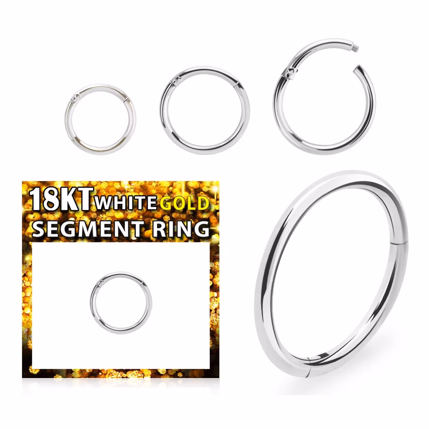 Clicker ring med gångjärn 1.0mm äkta 18 karat vitt guld