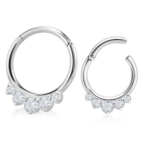Segmentring i kirurgiskt stål med 5st cubic zirconia