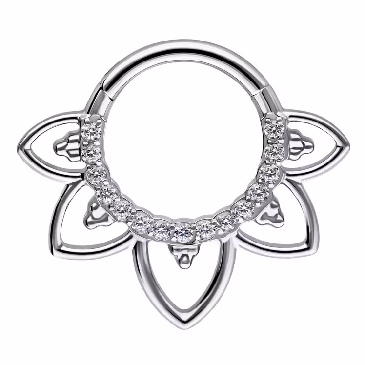 Titanium ring med gångjärn - Filigran clicker med CZ