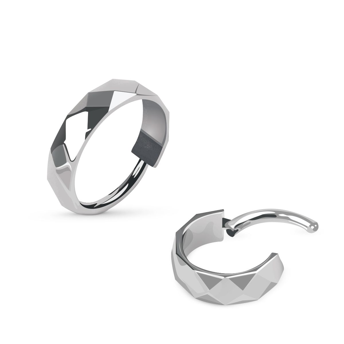 Titanium ring med gångjärn 1.2mm med diamantslipad bred kant