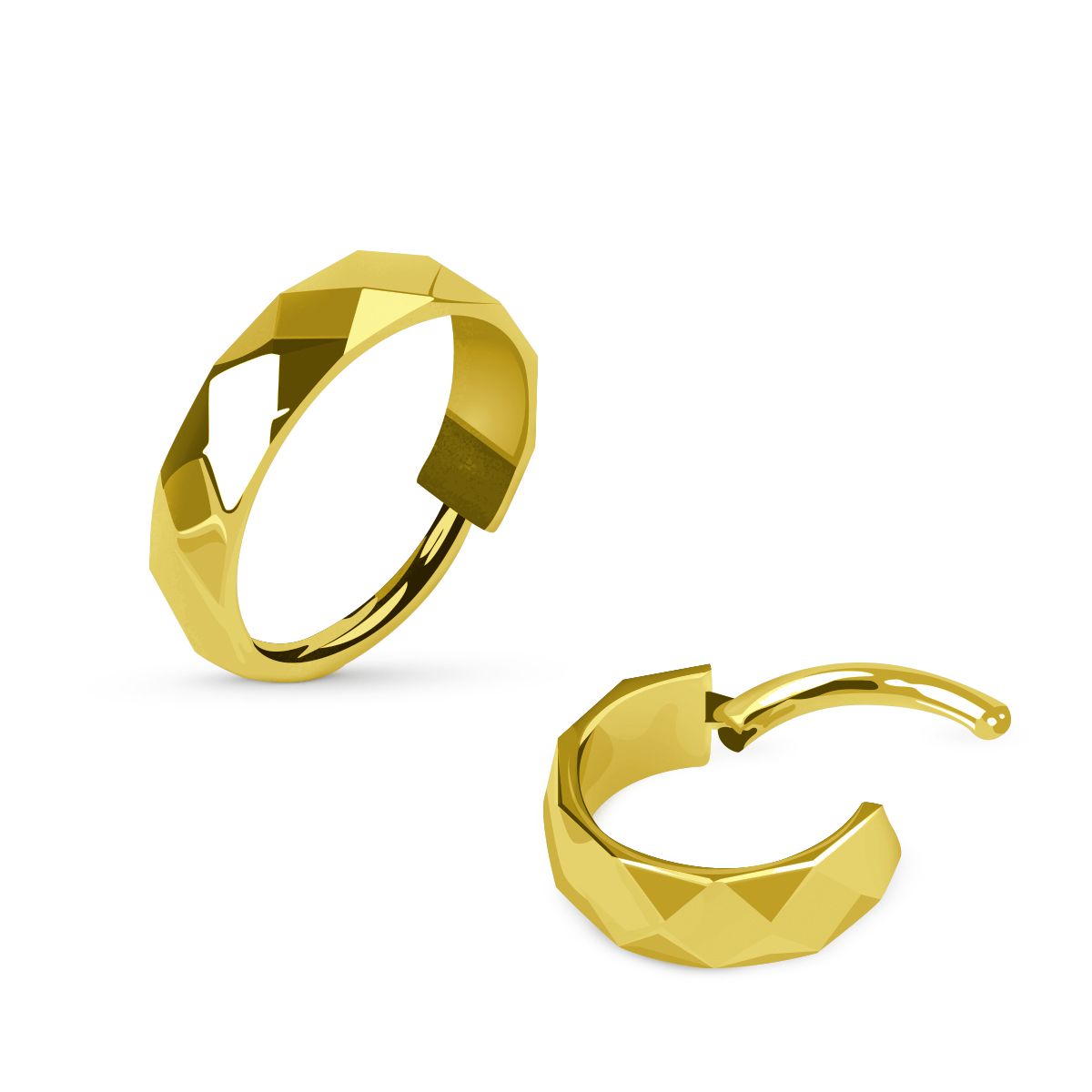 Titanium ring med gångjärn 1.2mm med diamantslipad bred kant