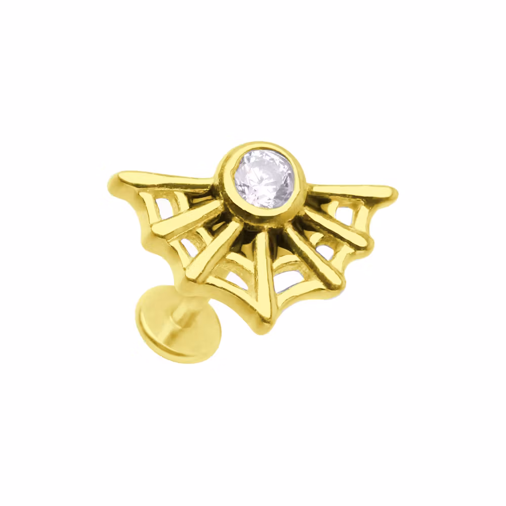 Titanium topp 0.9mm - Spindelnät med cubic zirconia guld PVD