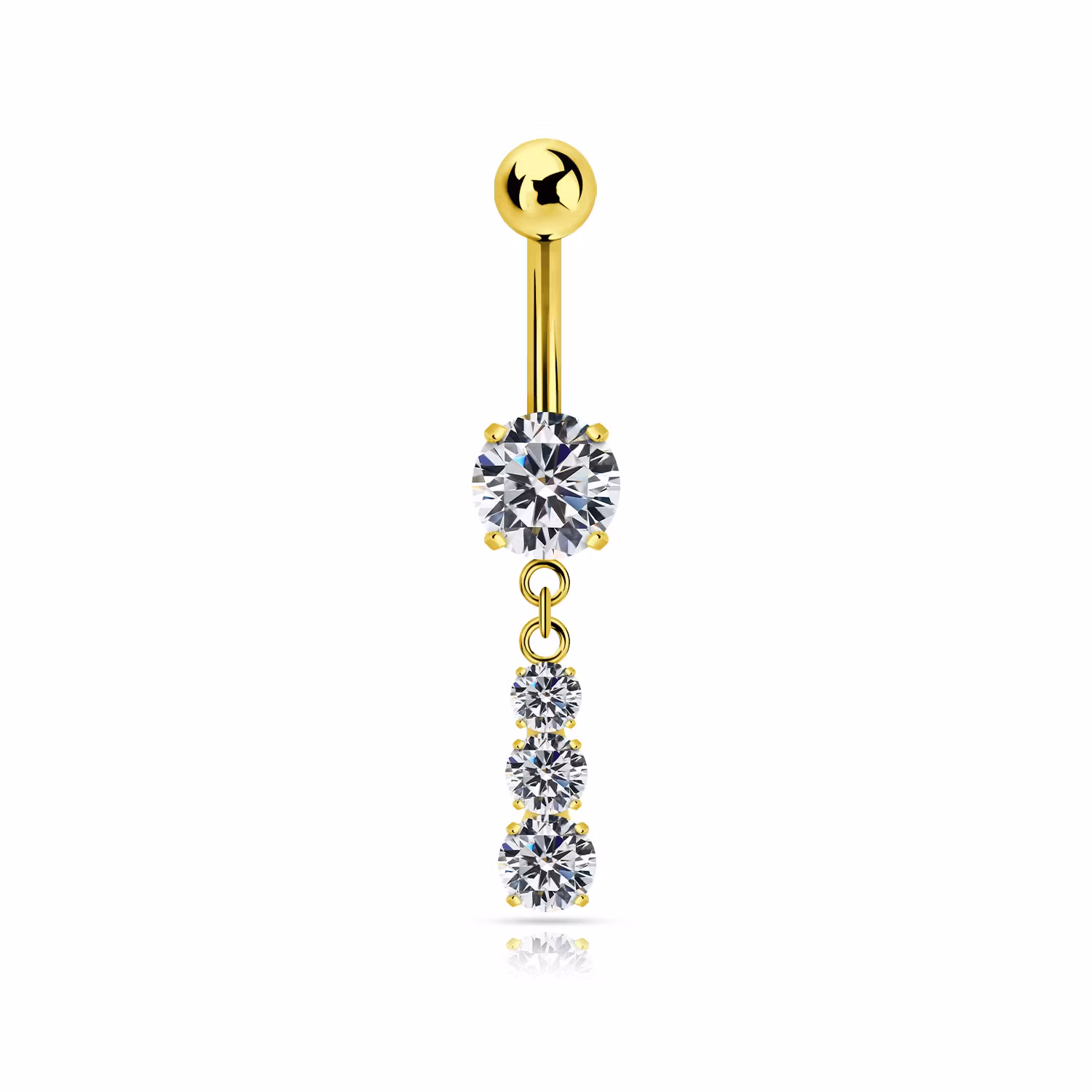 Navelsmycke i titanium - Hänge med trippel cubic zirconia