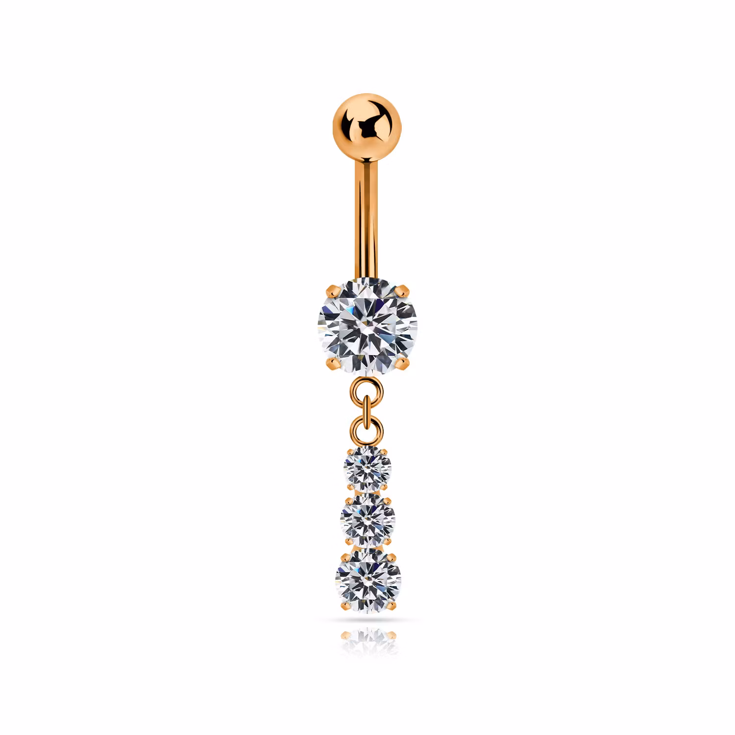 Navelsmycke i titanium - Hänge med trippel cubic zirconia