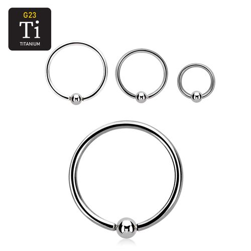 Titanium ring med kulstängning / BCR 1.2mm med 3mm kula
