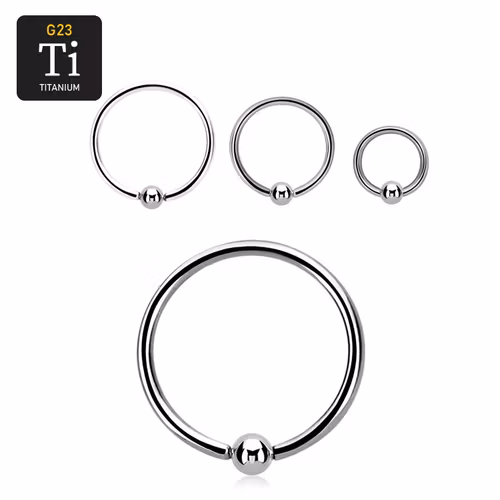 Titanium ring med kulstängning / BCR 1.2mm med 3mm kula
