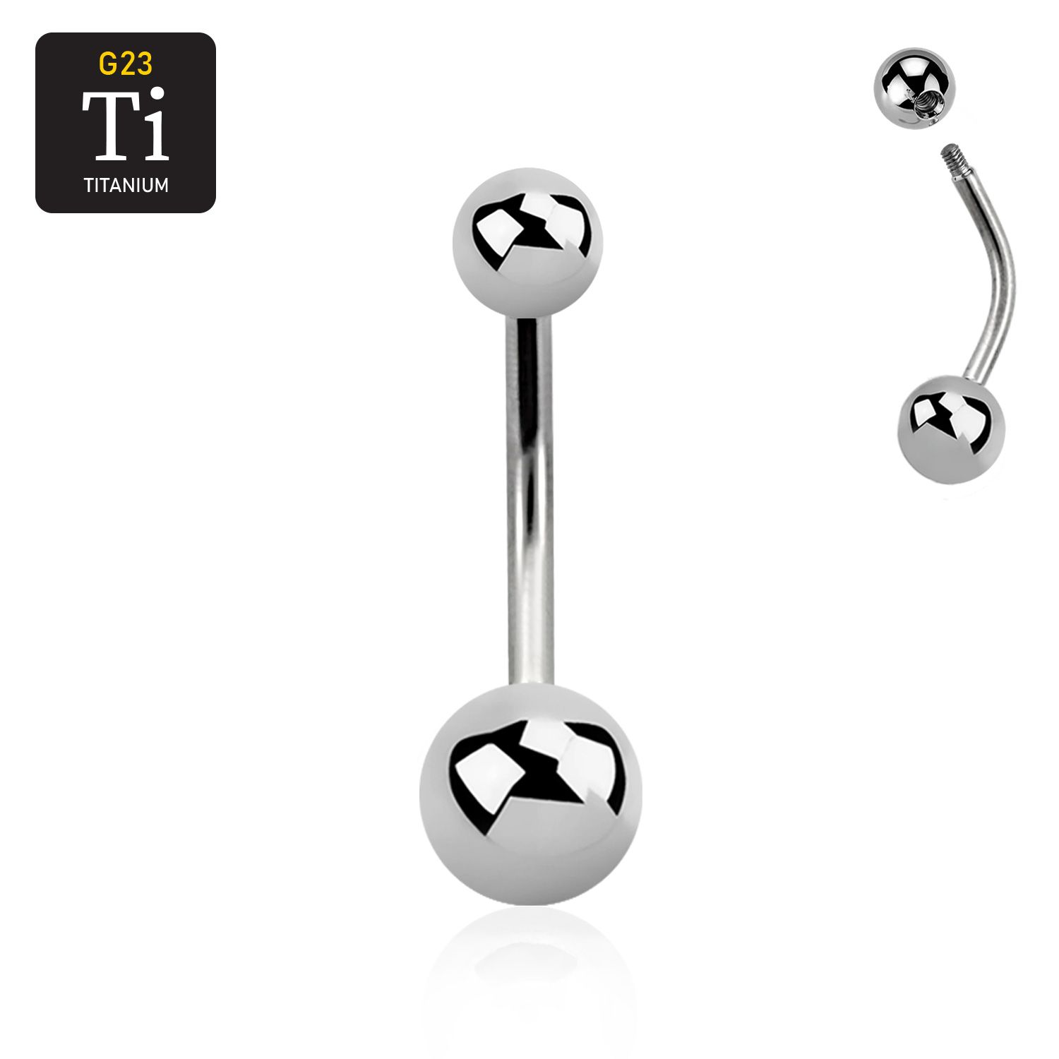 Titanium Banana utvändigt gängad 1.6mm med 5 & 6mm kula