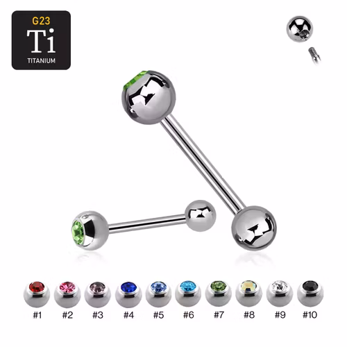 Titanium Barbell / Tungstav 1.6mm med 6mm crystalkula