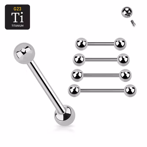 Titanium Barbell utvändigt gängad 1.6mm med 4mm kulor