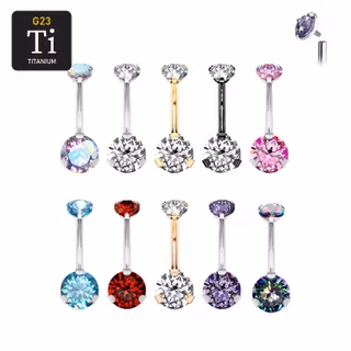 Titanium Navelsmycke - 5 & 8mm cubic zirconia