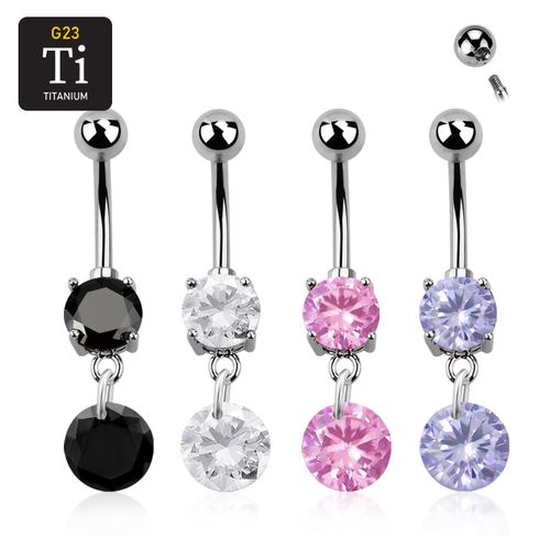 Titanium navelsmycke med cubic zirconia