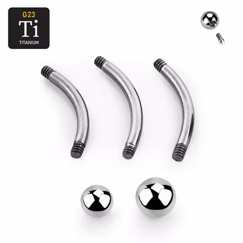 Titanium banana 1.6mm 3 olika längder - läksmycken för navelpiercing