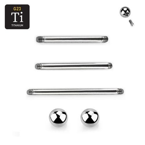 Titanium barbell 1.6mm läksmycke med 5mm kulor för bröstvårta och tungpiercing