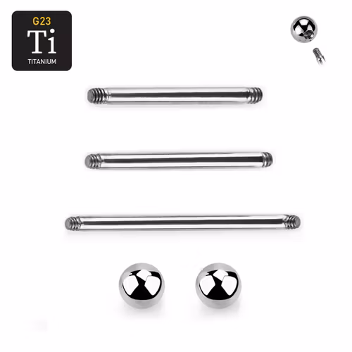 Titanium barbell 1.6mm läksmycke med 5mm kulor för bröstvårta och tungpiercing