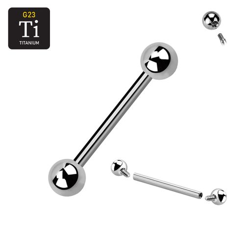 Titanium barbell invändigt gängad 1.6mm med 5mm kulor