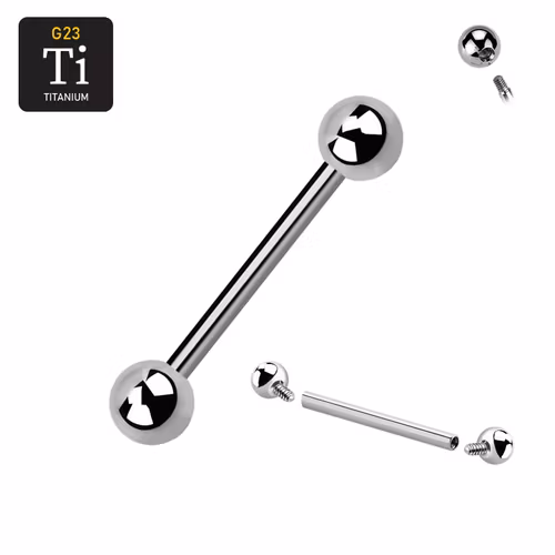 Titanium barbell invändigt gängad 1.6mm med 5mm kulor