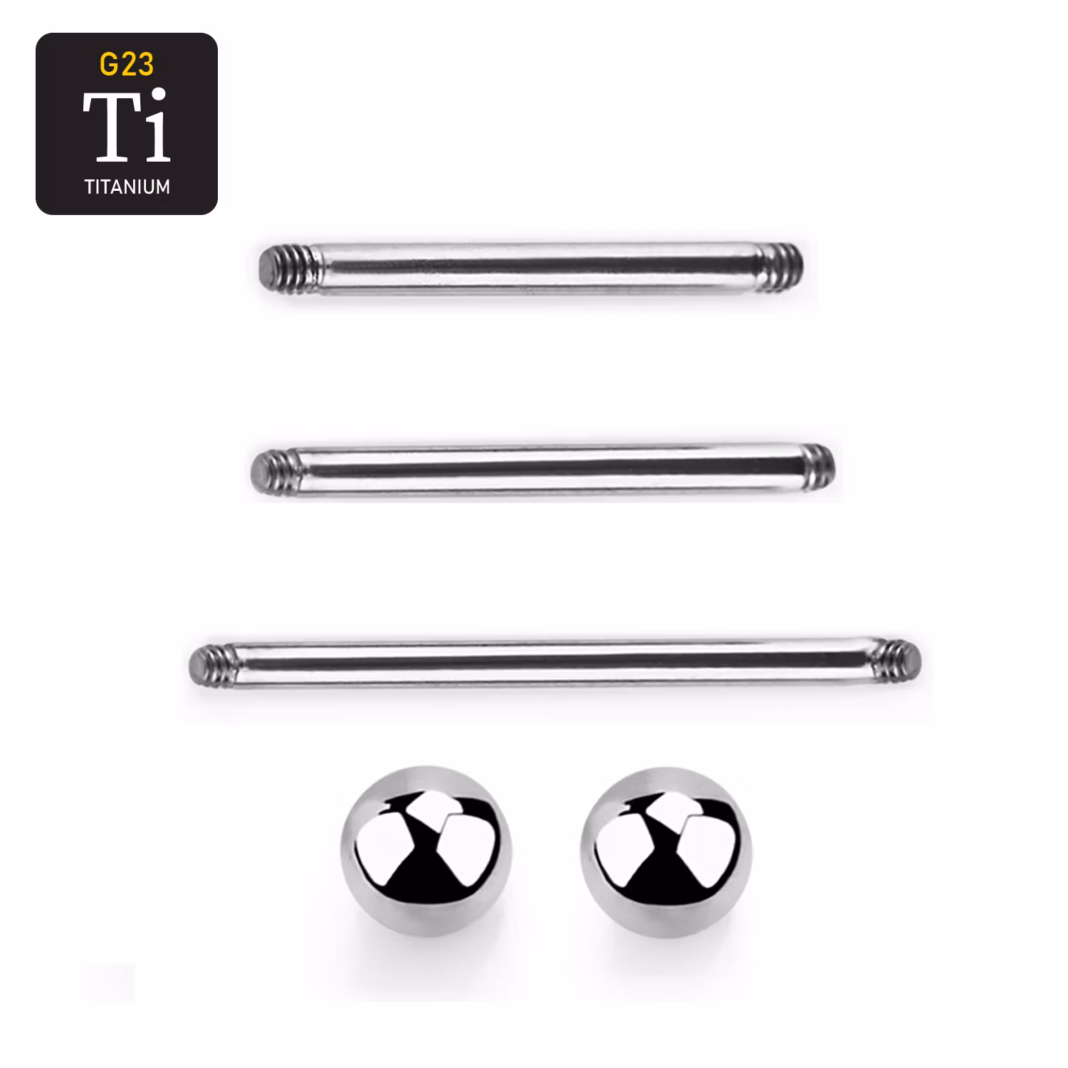 Titanium barbell 1.6mm med 6mm kulor - läksmycke för tungpiercing