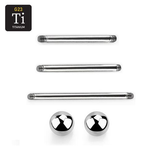 Titanium barbell 1.6mm med 6mm kulor - läksmycke för tungpiercing