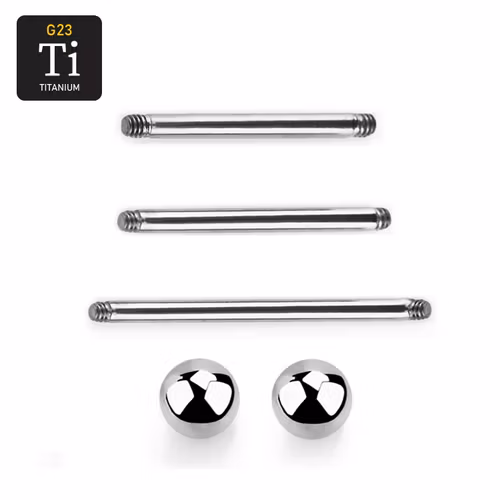 Titanium barbell 1.6mm med 6mm kulor - läksmycke för tungpiercing