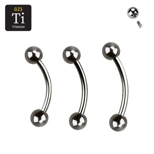 Titanium banana utvändigt gängad 1.2mm med 3mm kulor