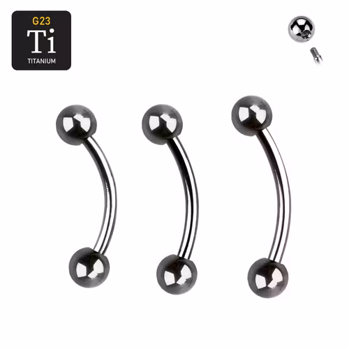 Titanium banana utvändigt gängad 1.2mm med 3mm kulor