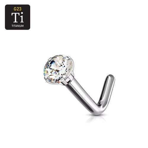 Titanium Nässmycke "L-böjd" med cubic zirconia