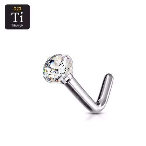 Titanium Nässmycke "L-böjd" med cubic zirconia