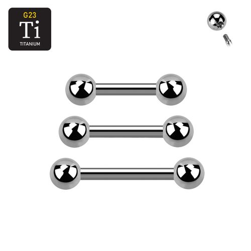 Titanium barbell utvändigt gängad 1.2mm med 3mm kulor