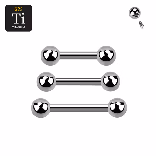 Titanium barbell utvändigt gängad 1.2mm med 3mm kulor