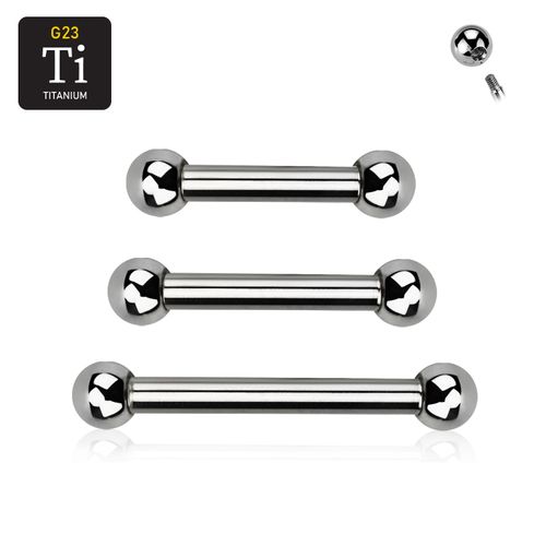 Titanium barbell utvändigt gängad 1.6mm med 3mm kulor