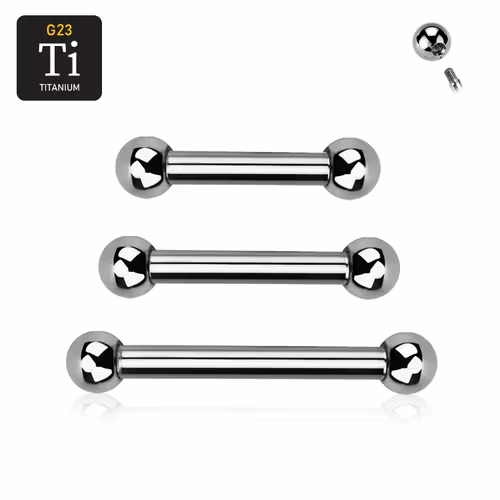 Titanium barbell utvändigt gängad 1.6mm med 3mm kulor