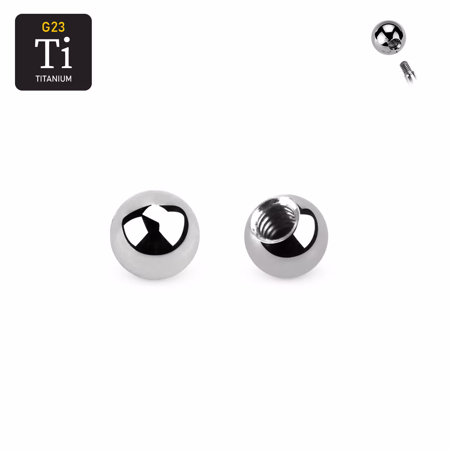 Titanium kula 2.5mm med 1.2mm gänga (lös del)