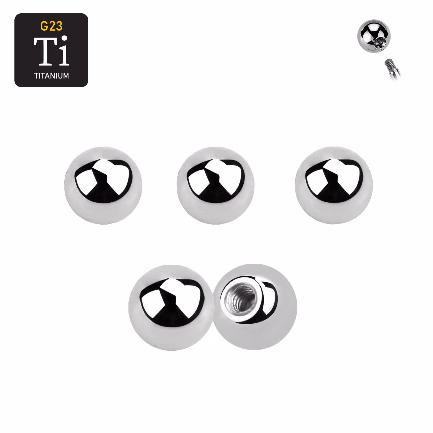 Titanium kula 4mm med 1.2mm gäng (lös del)