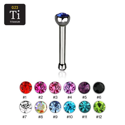 Näspin "nose bone" i titanium 1mm med crystal