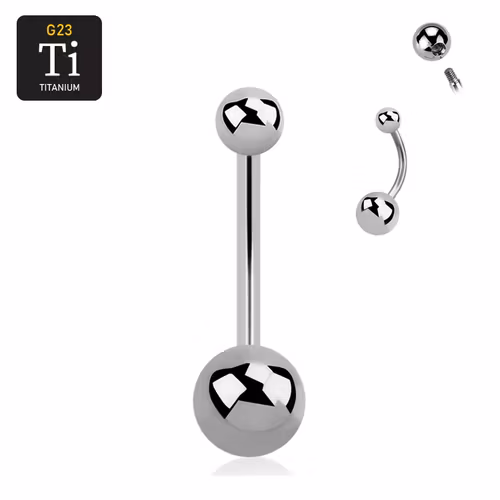 Titanium Navelsmycke / banana 1.6mm utvändigt gängad med 5 och 8mm kula