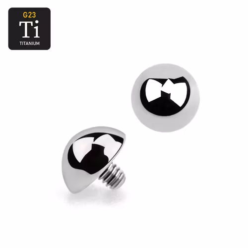 Titanium dermal piercing topp 1.2mm gängad halvkula