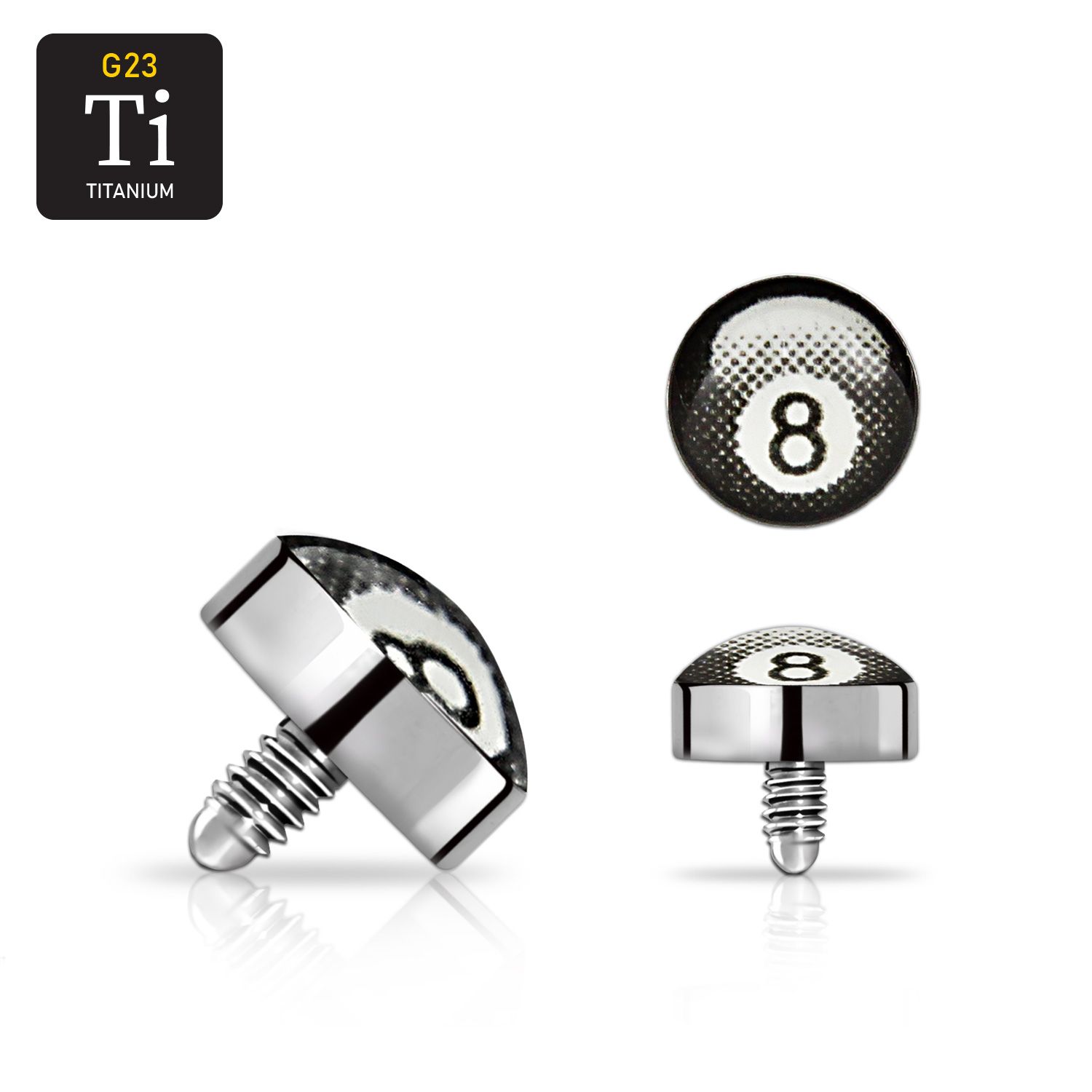 Titanium dermal piercing 1.2mm med "8-ball"
