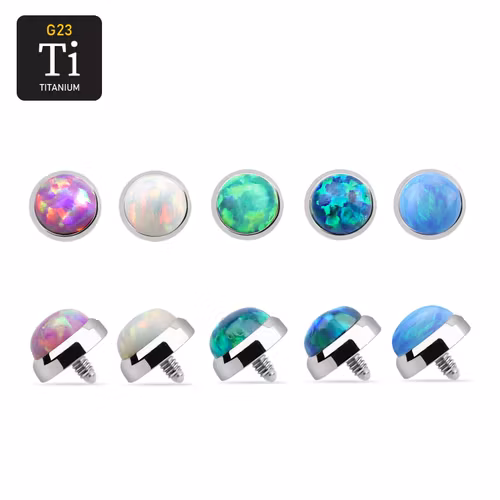 Titanium dermal piercing topp med 5mm opalit