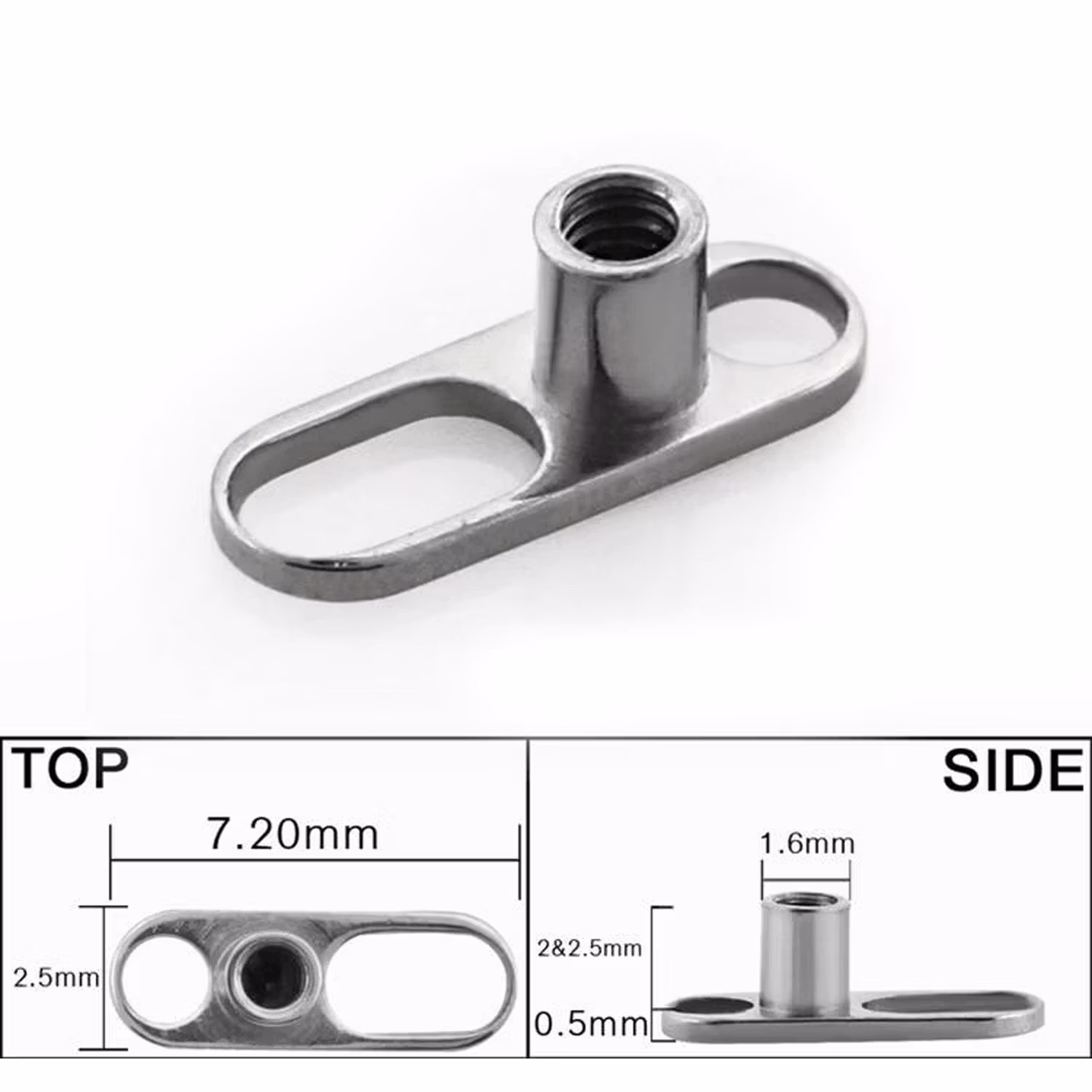 Steril dermal piercing bas i titanium (öppen)
