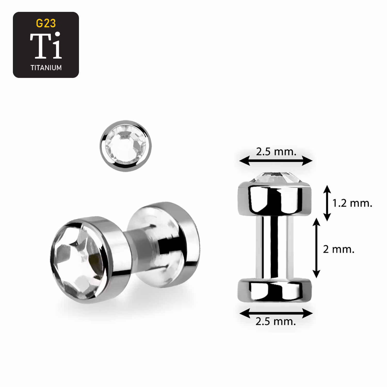 Skin diver titanium 2.5mm klar crystal