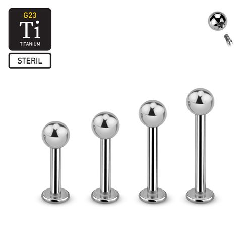 Steril titanium Labret 1.6mm med 4mm kula