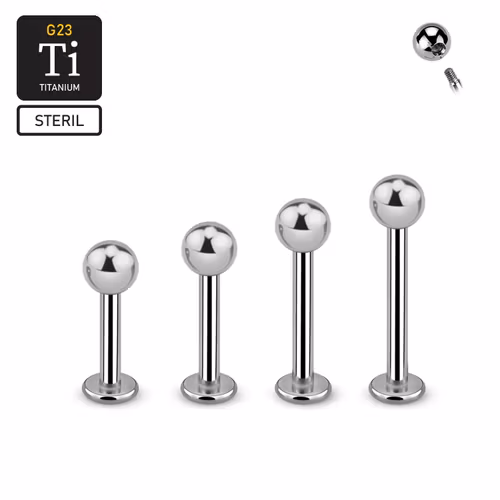 Steril titanium Labret 1.6mm med 4mm kula