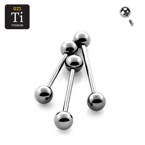 Titanium barbell utvändigt gängad 1.6mm med 6mm kulor