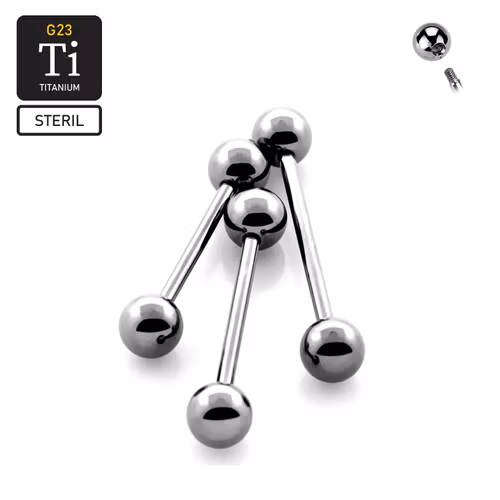 Steril titanium barbell utvändigt gängad 1.6mm med 6mm kulor