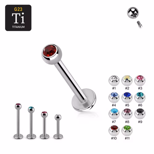 Titanium Labret / Monroe 1.2mm med 3mm crystalkula