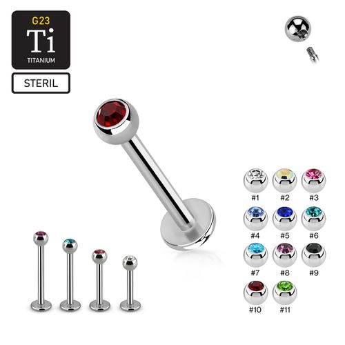 Steril Titanium Labret / Monroe 1.2mm med 3mm crystalkula
