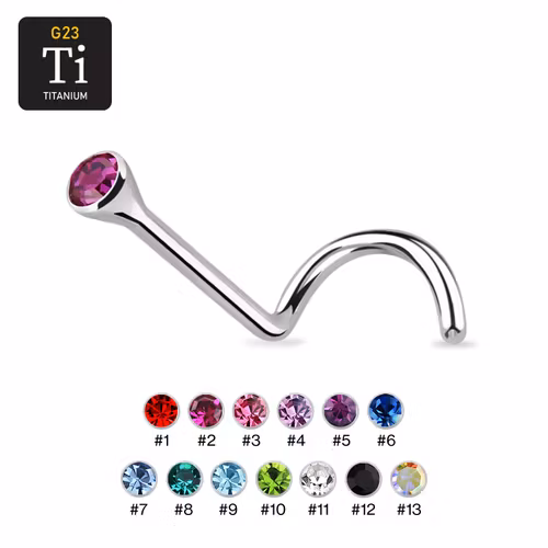 Titanium Nässmycke "Nose Screw" 1mm med crystal